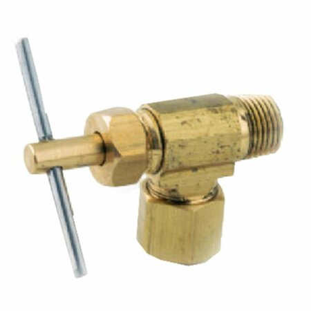 ANDERSON METALS 719103-0402 .25 in. Compression x .13 in. Male Iron Pipe- 90 Degree Needle Valve 166653